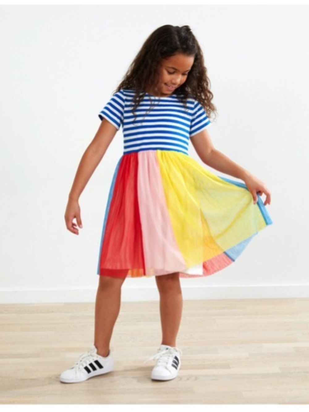Hanna Andersson girls striped rainbow tutu dress Size 10 140cm